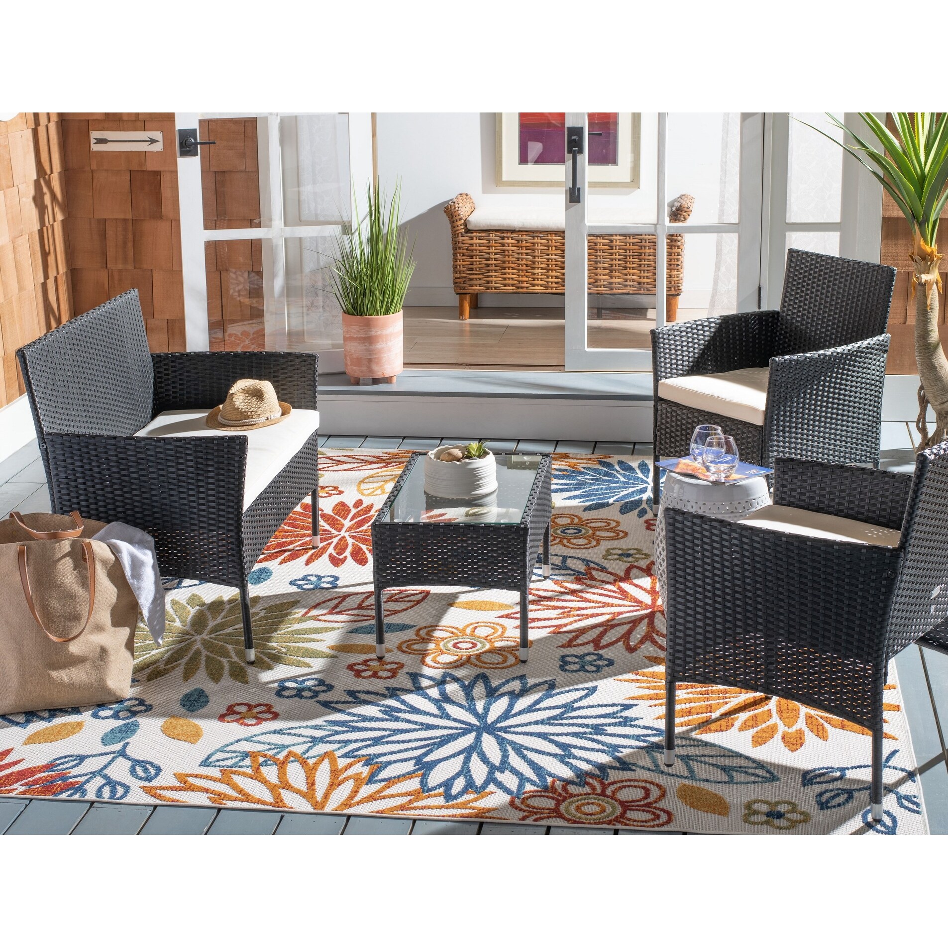 Shop Black Friday Deals On Safavieh Outdoor Living Abdul 4 Piece Patio Set Overstock 30526874