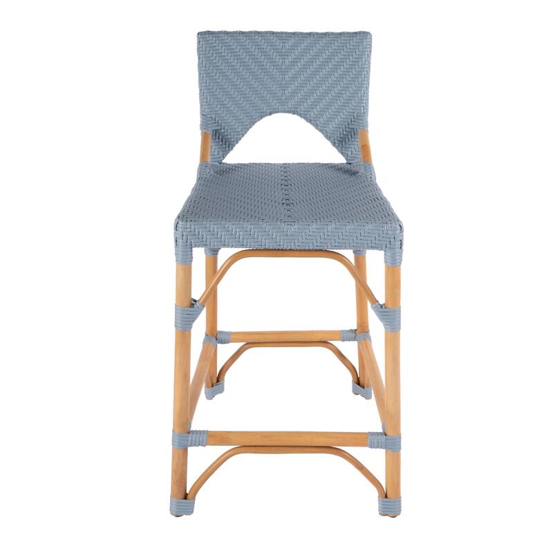 Creanly 25.25"H Seat Rattan Counter Stool with Back