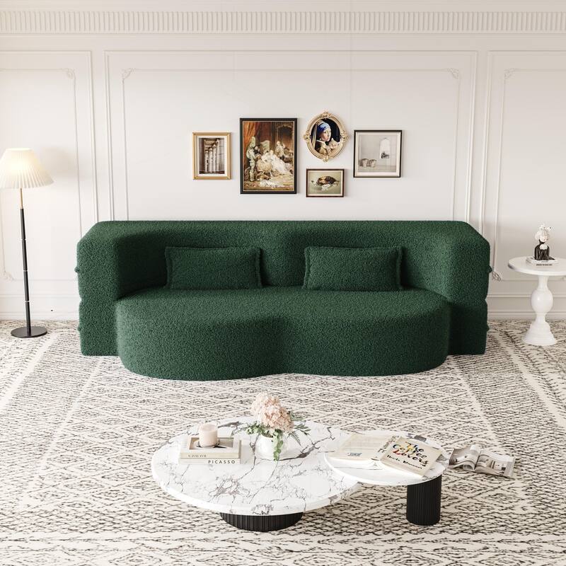 Versatile Convertible Foam Sofa Bed with Removable Cushions and Pillows