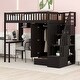 preview thumbnail 1 of 7, Twin Loft Bed with Stairs, Storage, Bookshelf, Desk & Wardrobe Espresso