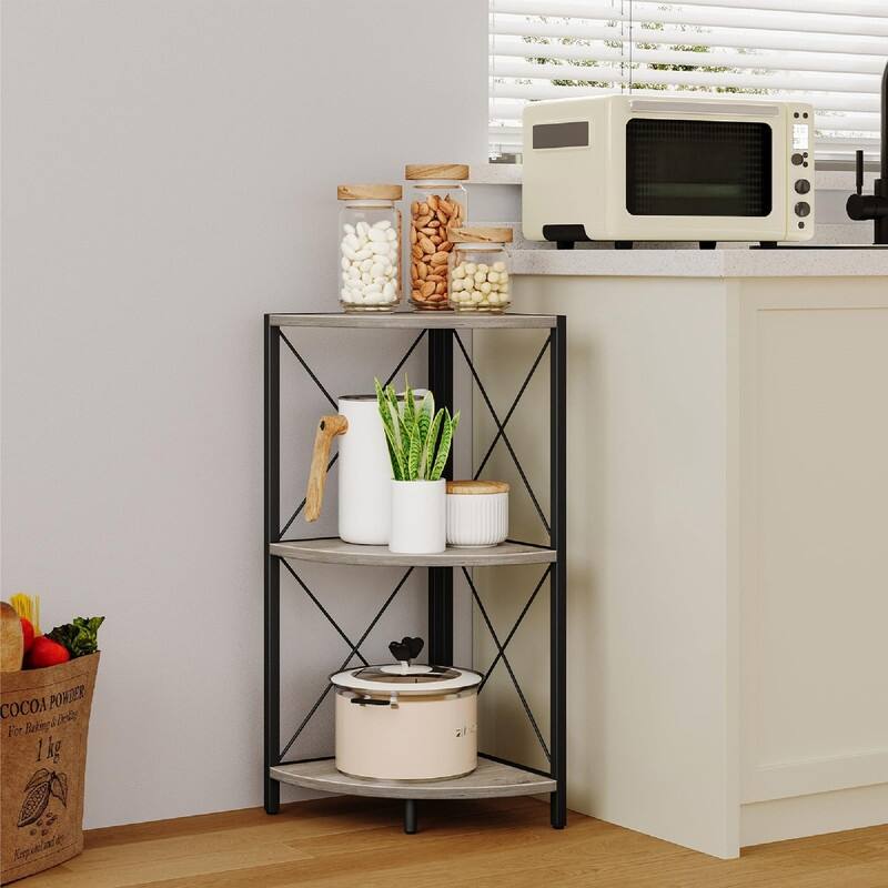 Corner Shelf with Metal Frame - 11.8"D x 11.8"W x 26.9"H