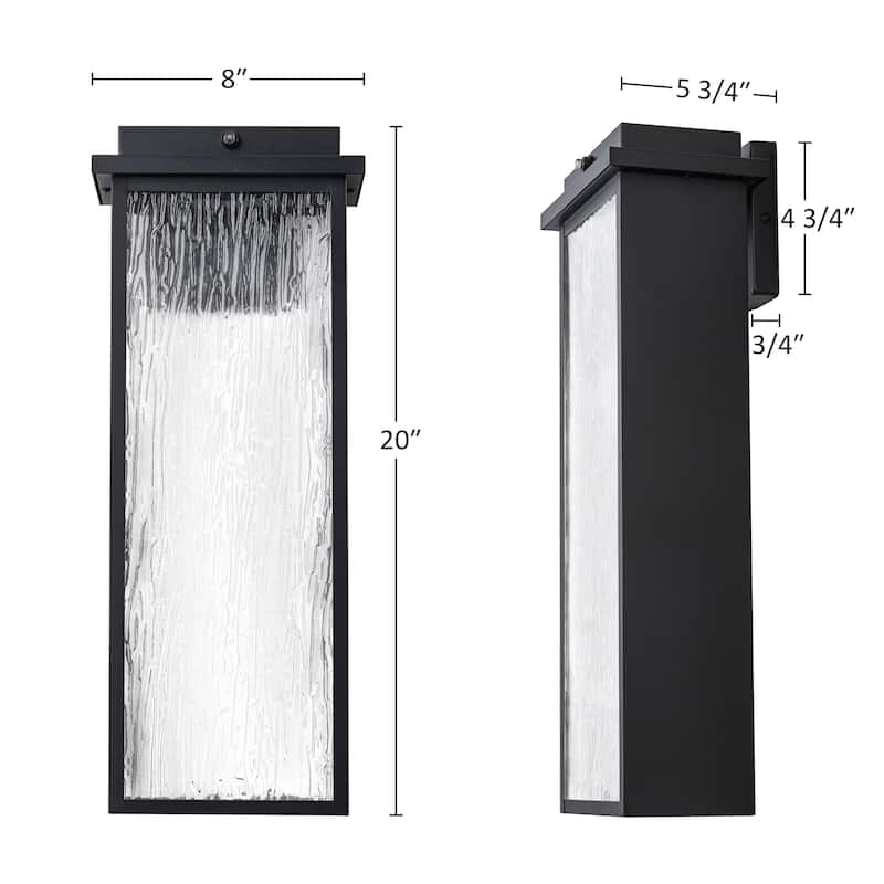 C Cattleya 2-Pack Integrated LED Dusk to Dawn Outdoor Wall Sconce Light with Ripple Glass