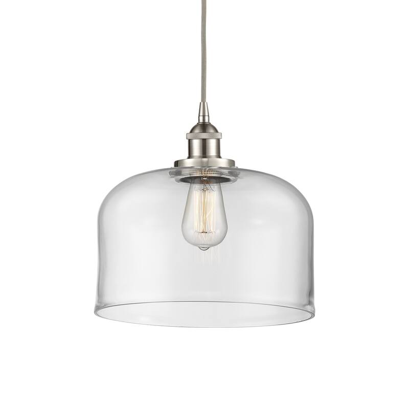 Innovations Lighting 616-1PH-12-12-L Bell Pendant Bell 12" Wide - Brushed Satin Nickel / Clear