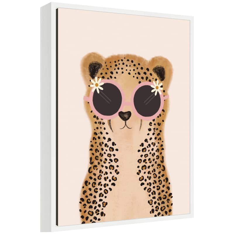 Kate and Laurel Lavish Leopard by Aislinn Simmonds Duchess Plum Framed Canvas Wall Art Print - 18x24