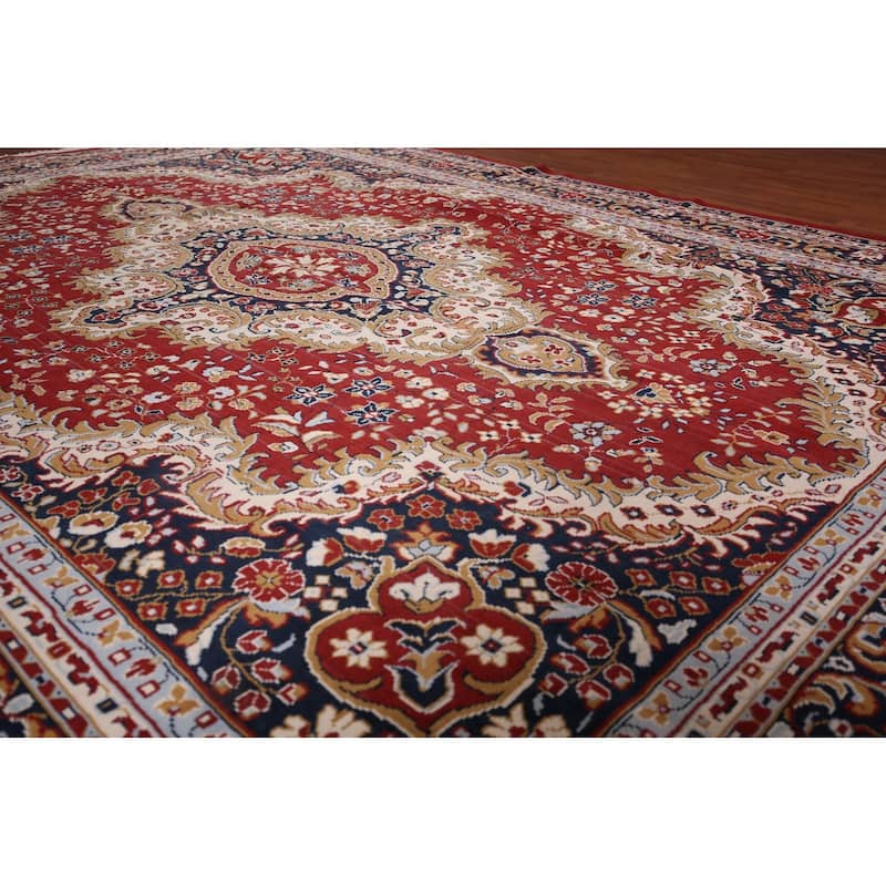 Floral Red Medallion Kashan Turkish Area Rug Machine Made Carpet - 9'8" x 12'5"