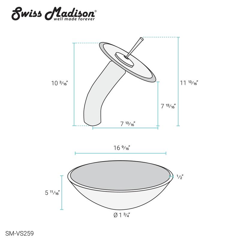 Cascade 16.5 Glass Vessel Sink with Faucet