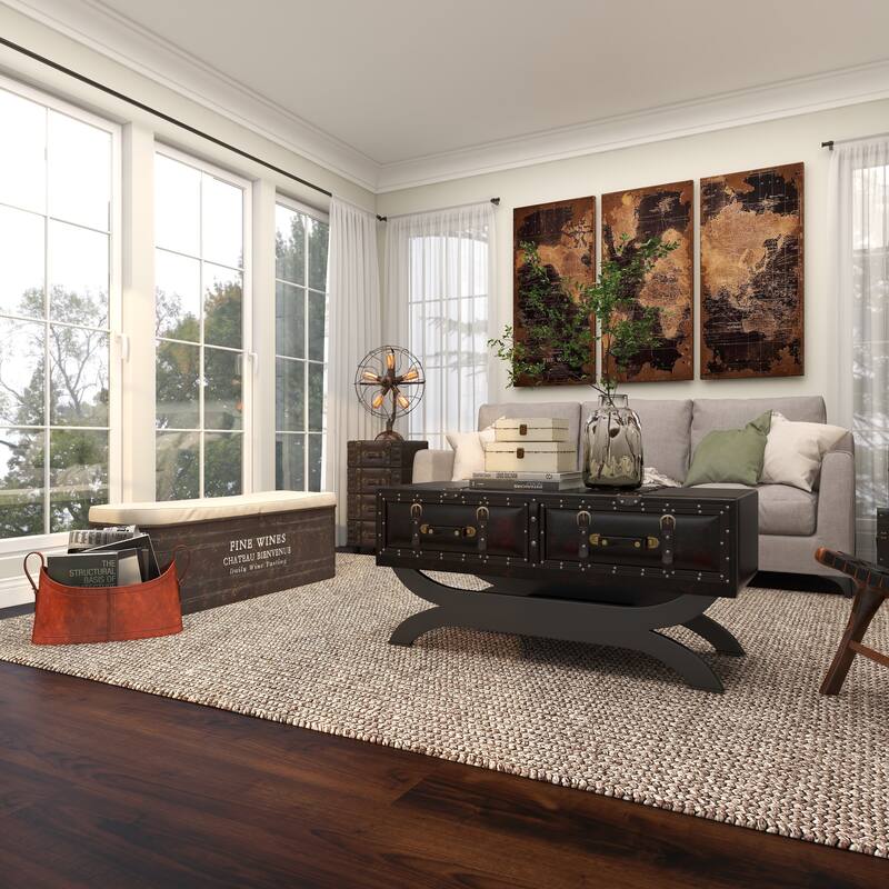 Brown Leather Handmade Box Style Single Slot Magazine Holder with Detail Stitching and Curved Handles