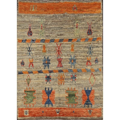 Moroccan Oriental Rug Hand-Knotted Tribal Bedroom Wool Carpet - 5'7" x 6'9"