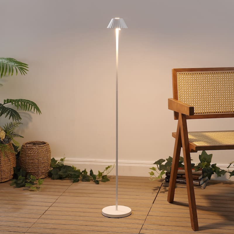 Mallory 44" Cordless LED Floor Lamp, Brown - Dimmable, Indoor/Outdoor - White