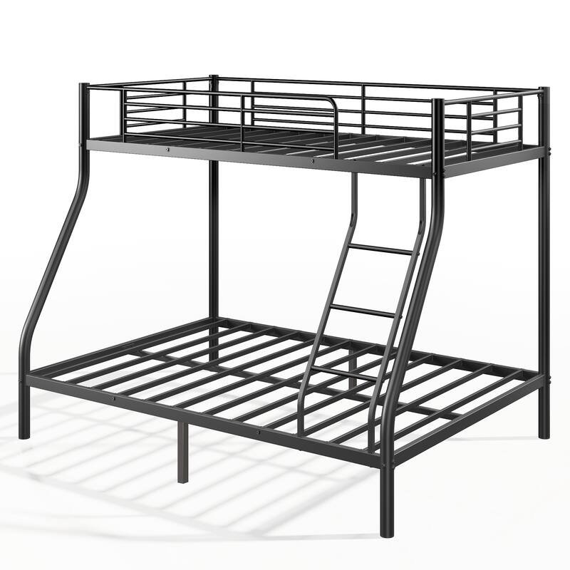 Twin Over Twin or Twin Over Full Metal Bunk Bed, Durable Frame, Rust-Resistant, Ideal for Kids and Adults, Black