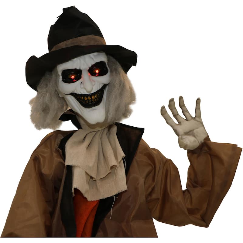 Haunted Hill Farm 5.25-ft. Poseable Animatronic Gravekeeper with Red Eyes
