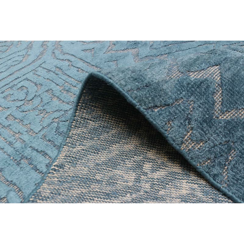 ECARPETGALLERY Hand-knotted Elysian Turquoise Viscose Rug - 5'3 x 7'9