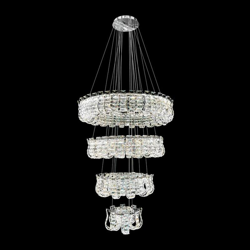 Luxury Grand Modern Gold Crystal LED Chandelier - 4 Tier Dimmable