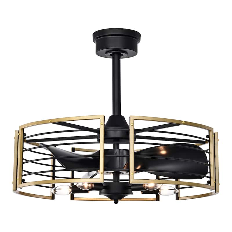 Veit 24 Inch Matte Gold Cage Design Fandelier - N/A