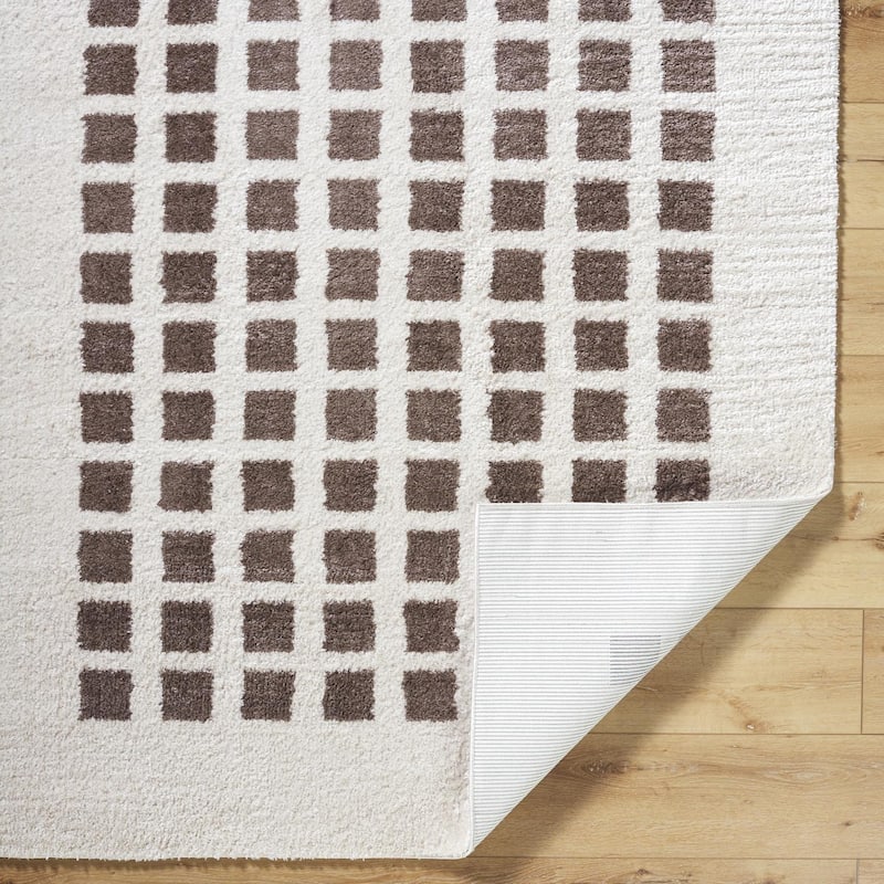Livabliss Scandinavian Fossay Shag Checkered Washable Area Rug