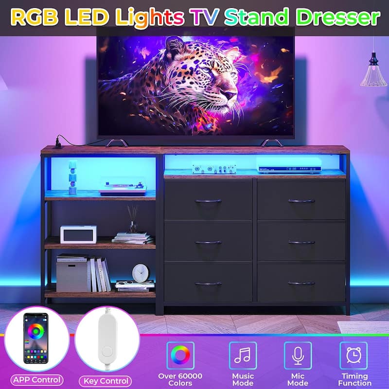 Dresser Bedroom 6 Drawers 3 Open Shelves L Shape Corner TV Stand