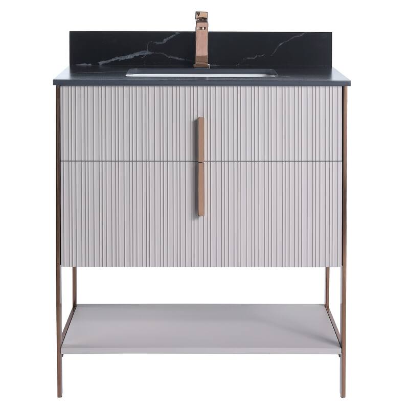 Fine Fixtures Serenity Modern Bathroom Vanity with Black Sintered Stone Top