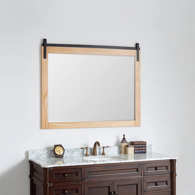 Cortes 48" Bathroom Vanity Barndoor Wall Mirror in Pine