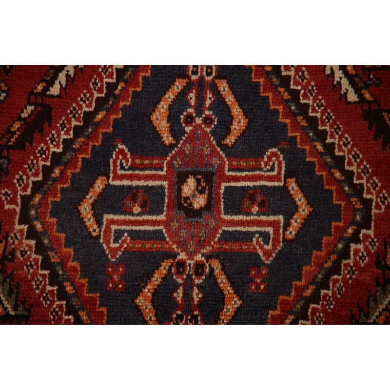 Traditional Orange Shiraz Persian Vintage Rug Handmade Wool Carpet - 5'10"x 9'5"