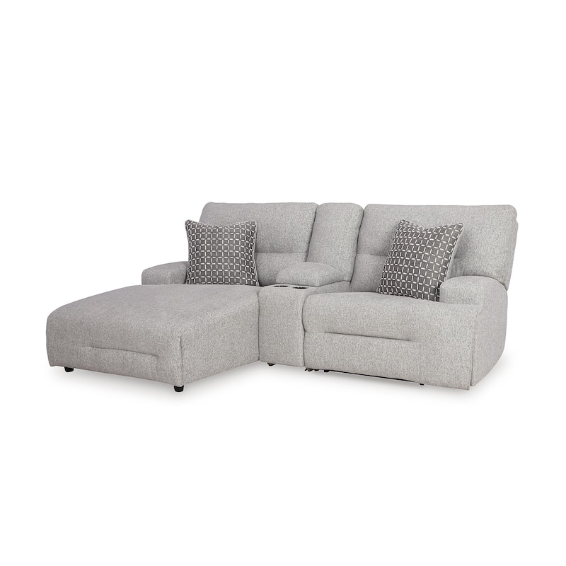 Signature Design by Ashley Acklen Place Light Gray 3-Piece Power Reclining Sectional Sofa with Chaise - 94" W x 70" D x 40" H