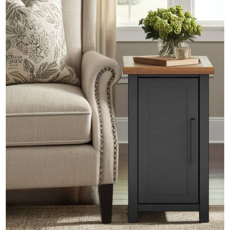 Bridgevine Home Modern Farmhouse 14 inch Chairside Table, No Assembly Required, Two-Tone Finish
