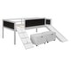 preview thumbnail 6 of 17, Climbing Frame & Rope Design Loft Bed with Slide and Double-sided Chalkboard, Twin size, White