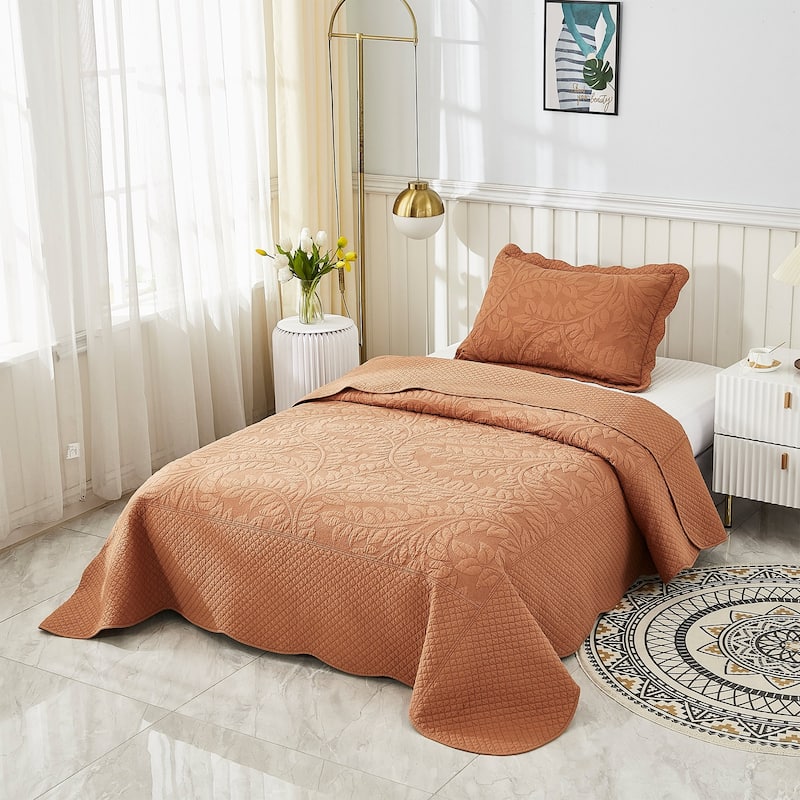 MarCielo 3 Piece Cotton Oversized Bedspread Quilt Set Tmonica