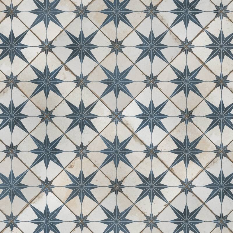 Merola Tile Kings Star Blue 17-5/8" x 17-5/8" Ceramic Floor and Wall Tile