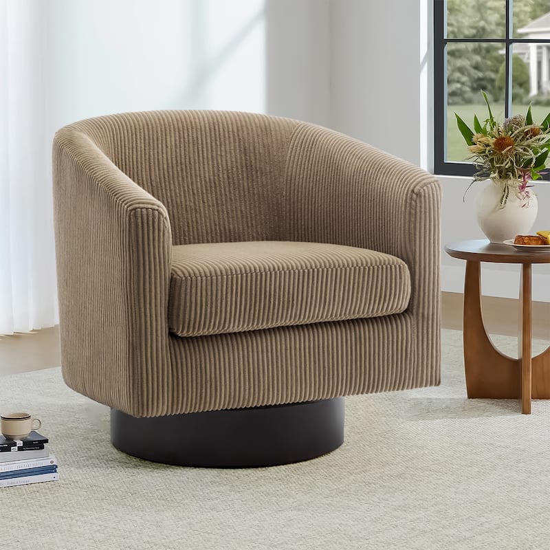 Corduroy Upholstered Swivel Barrel Chair