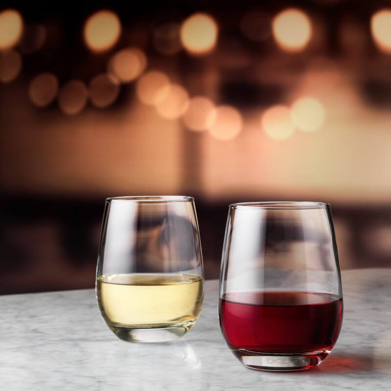 Libbey Stemless Glasses, Clear, 15.25-ounce, Set of 12 - Set of 12 - Set of 12