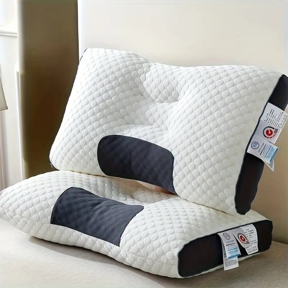 Set of 2 Ergonomic Cervical Neck Pillows, Orthopedic Contour