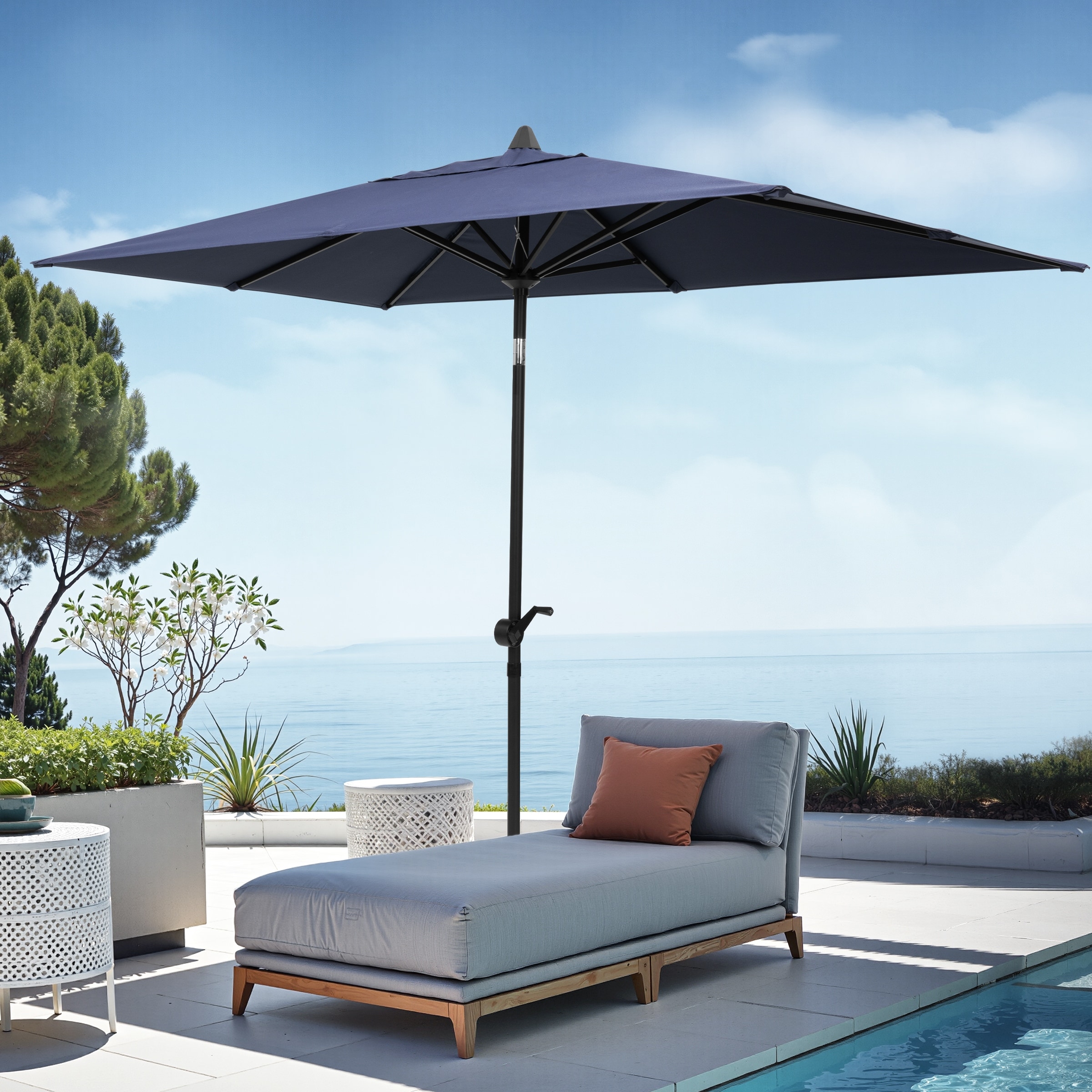 5ft outdoor patio umbrella Formosa Covers 7.5ft aluminum market crank & tilt color Hunter Green 1.5 inches Ribs Dimension VredHom 9x5 ft Outdoor Rectangular