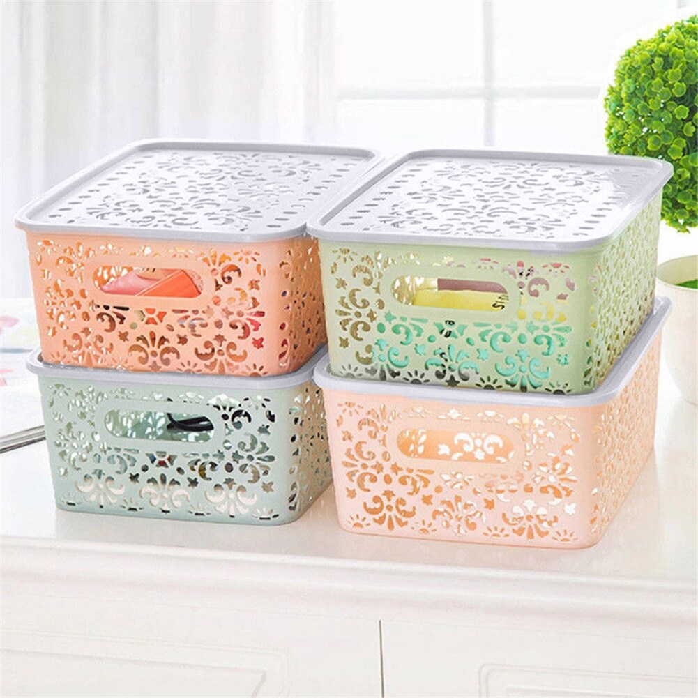 1pc Plastic Storage Baskets, Hollow Storage Baskets, Bathroom