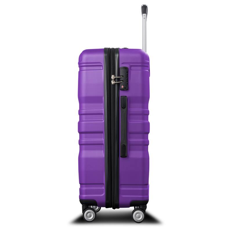 Luggage Sets New Model Expandable ABS Hardshell 3pcs Clearance Luggage Hardside Lightweight Durable Suitcase sets Spinner Wheels - Purple
