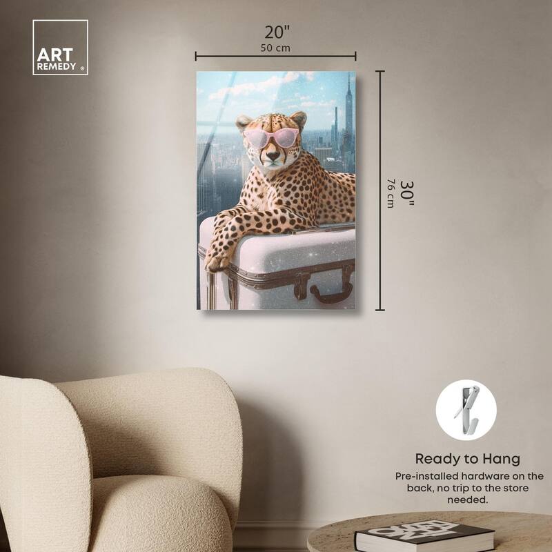 Cheetah Luggage NYC Acrylic by Art Remedy, Ready to Hang