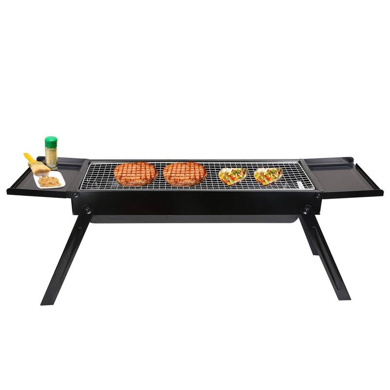 Foldable Charcoal BBQ Grill with Side Tray