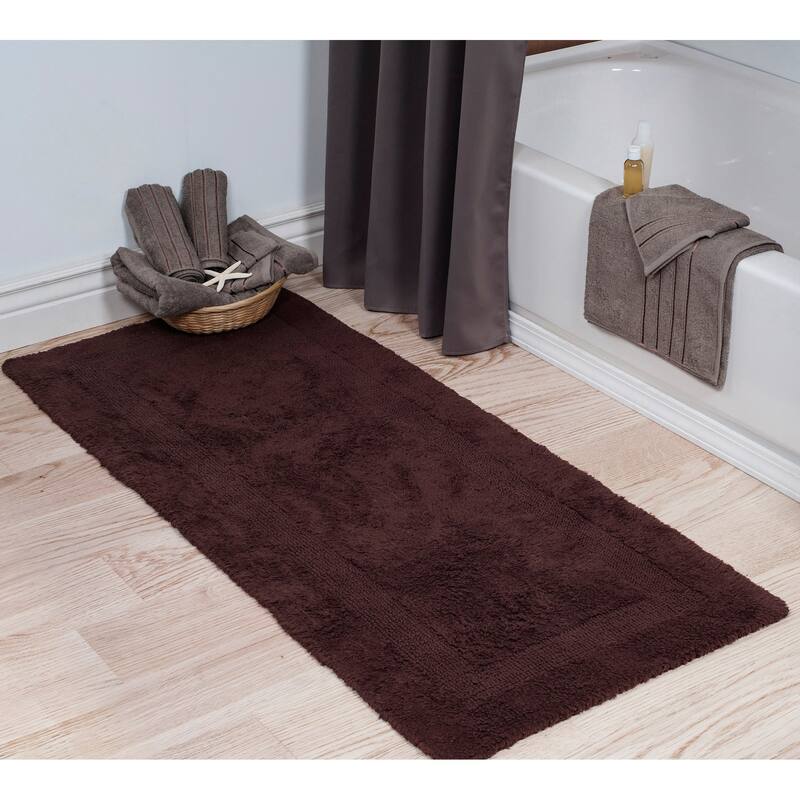 Bath Mat - 60x24-Inch Plush Cotton Bathroom Runner by Windsor Home - Chocolate