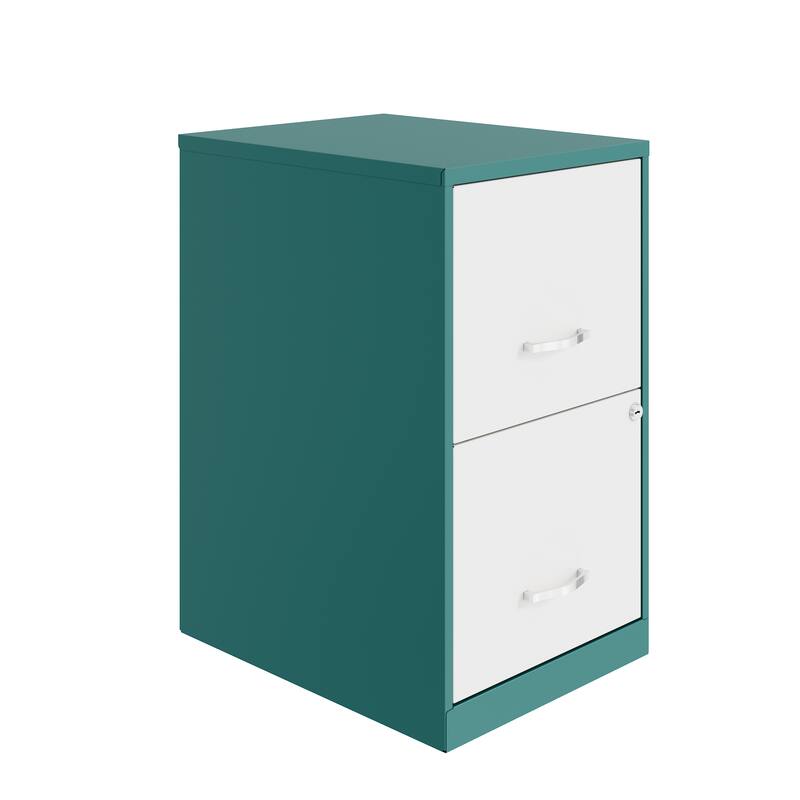 Space Solutions 18in. 2 Drawer Metal File Cabinet, Teal