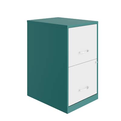 Space Solutions 18in. 2 Drawer Metal File Cabinet, Teal