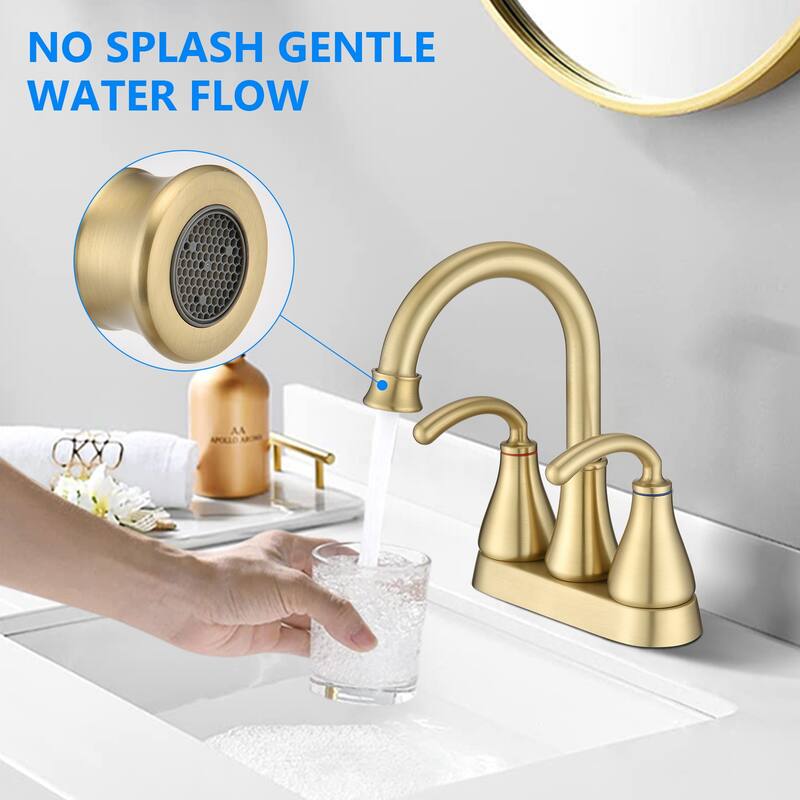 Modern 2 Handle Bathroom Sink Faucet with Aerator and 360 Degree Swivel Spout, High Arc Spout, Splashproof, Rustproof - Yellow