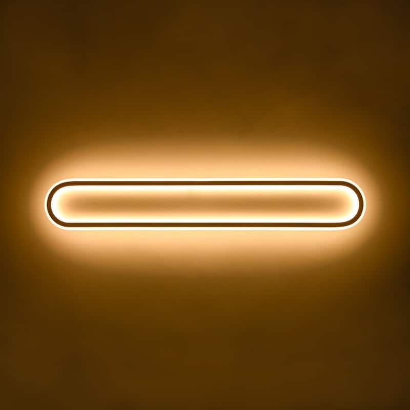 Scandinavian Linear Wood Ring Dimmable LED Flush Mount Light