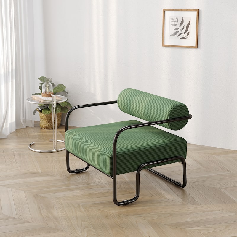 Living Room Corduroy Upholstered Accent Chair with Iron Frame