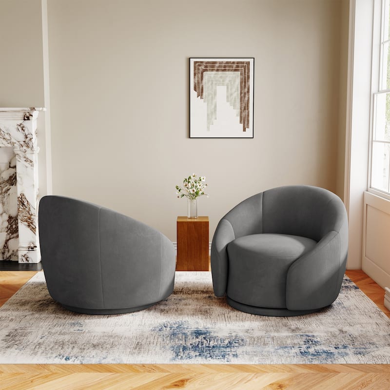 35" Wide Upholstered Swivel Accent Barrel Chairs (Set of 2)