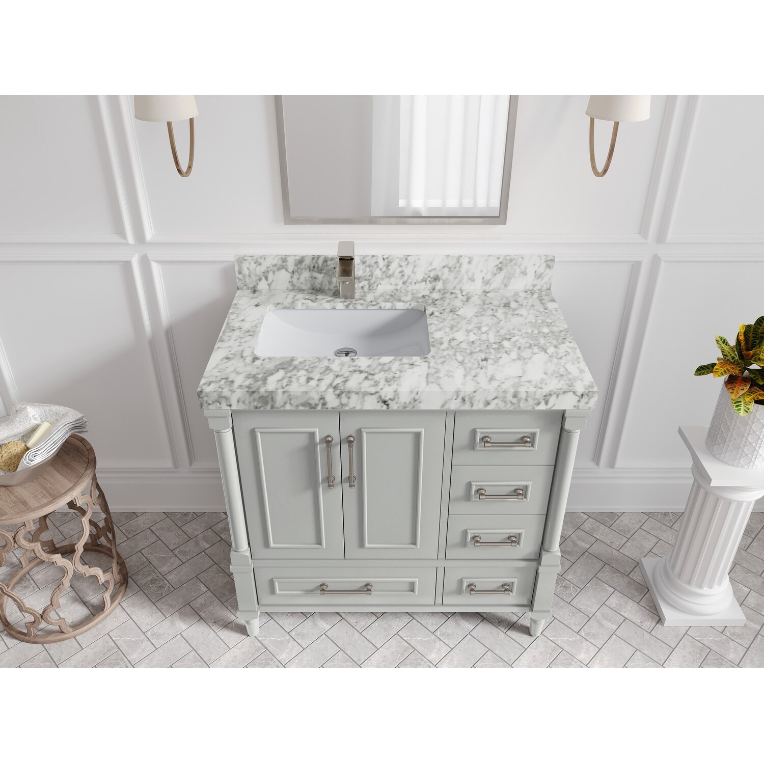 Willow Collections 36 in. W x 22 in. D Aberdeen Left Offset Sink Bathroom Vanity with Countertop