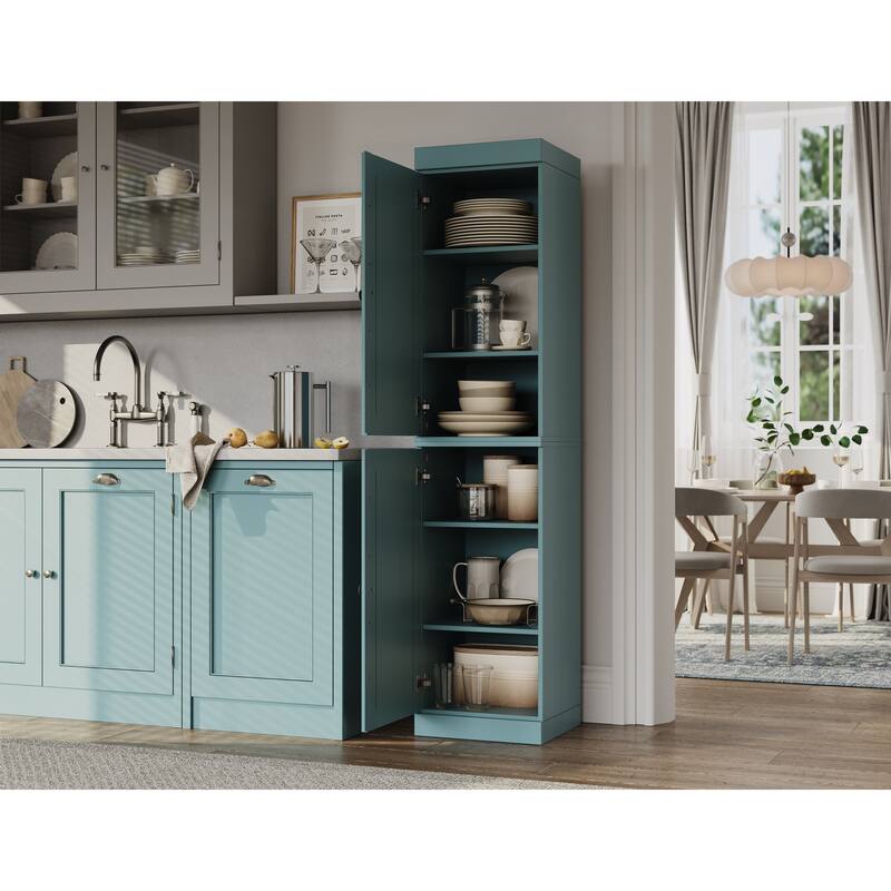 Palace Imports 100% Solid Wood Pantry Cabinet, Adjustable Shelves, 16.5" Wide, 71.5" Tall