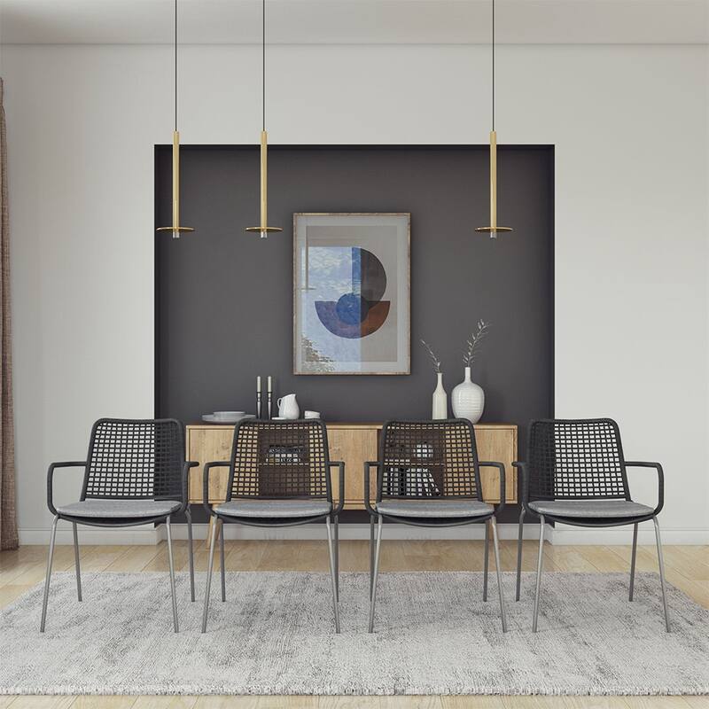 Midtown Concept Weathered Indoor Dining Room Set Dark Grey Kitchen Table with Dark Grey Dining Chairs