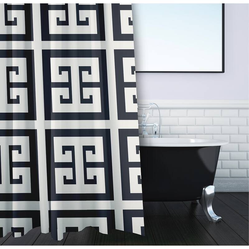 Greek Key Patterned Shower Curtain