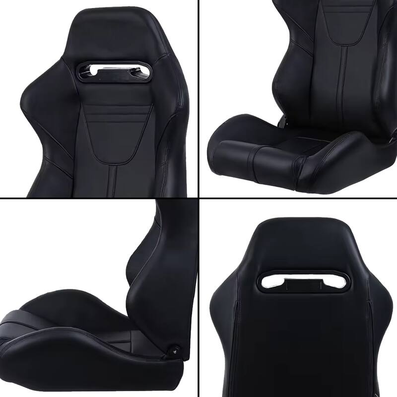2PC Bucket Racing Seats Red Stitch Red Reclinable Back With Adjustor Slider,Not Including Seat Bracket,1 box of 2 pieces