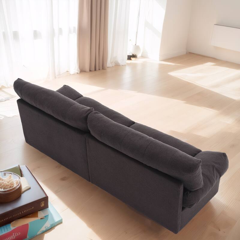 96" Cloud Style Sectional Loveseat Sofa,Modern Velvet Fabric Couches