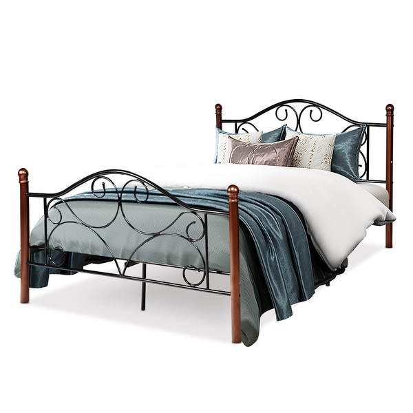 Costway Full Size Steel Bed Frame Platform Stable Metal Slats Headboard Footboard Black